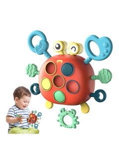 XICEN Cute Crab Push and Pull Toy Montessori Sensory Educational Activity Toys  Silicone Teething Toy for Baby Infants Toddlers  - Image 1