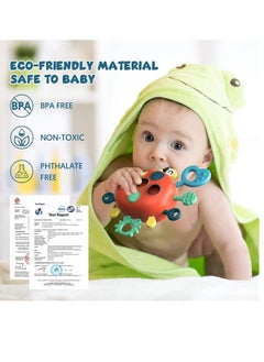 XICEN Cute Crab Push and Pull Toy Montessori Sensory Educational Activity Toys  Silicone Teething Toy for Baby Infants Toddlers  - Image 2
