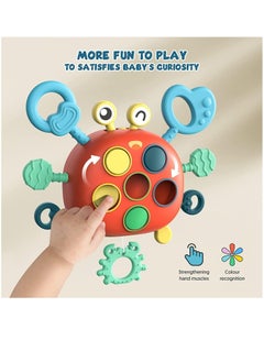 XICEN Cute Crab Push and Pull Toy Montessori Sensory Educational Activity Toys  Silicone Teething Toy for Baby Infants Toddlers  - Image 3