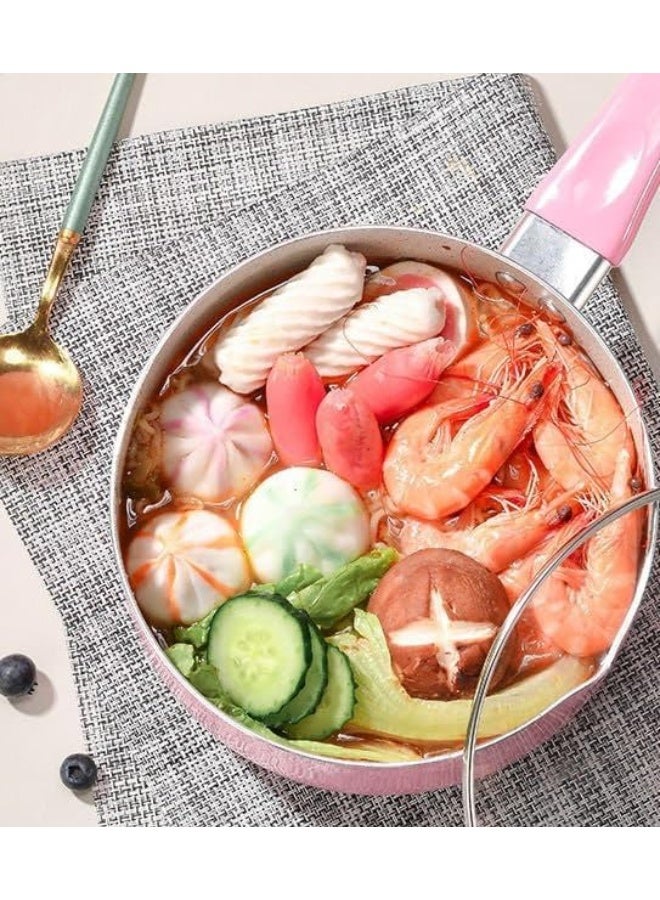 Multi Use Granite Casserole For Cooking and Milk Heating with Heat Resistant Handle (12 CM, Pink) - Image 2