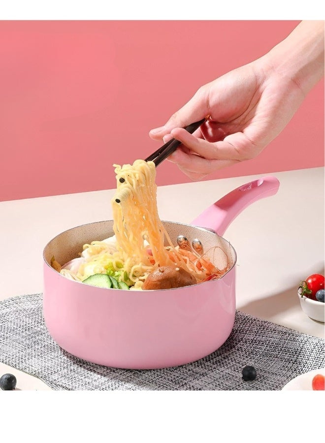 Multi Use Granite Casserole For Cooking and Milk Heating with Heat Resistant Handle (12 CM, Pink) - Image 5