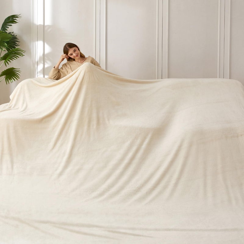COOVA Oversized King Fleece Blanket 120x120 inches, Soft Cozy Warm Giant Extra Large 10'x10' Blanket for Bed, Sofa, Couch,Travel, Camping, California Huge Flannel Big Throw Blanket, Beige - Image 3