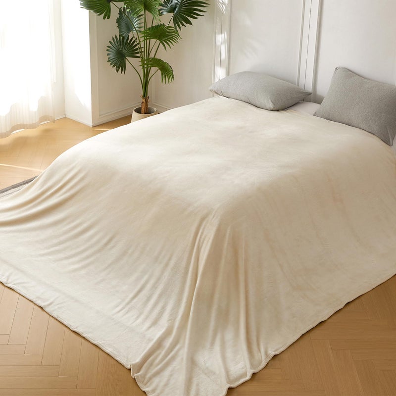 COOVA Oversized King Fleece Blanket 120x120 inches, Soft Cozy Warm Giant Extra Large 10'x10' Blanket for Bed, Sofa, Couch,Travel, Camping, California Huge Flannel Big Throw Blanket, Beige - Image 2