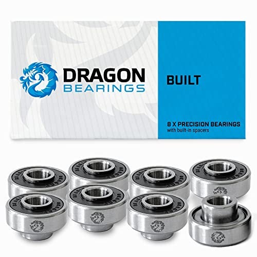 fireball Dragon Skateboard Bearings Set (8 Pack) - 608 Longboard Bearings for Skateboard Inline & Roller Skate - Easy Install Built in Bearings - Guaranteed for Life (Built) - Image 1