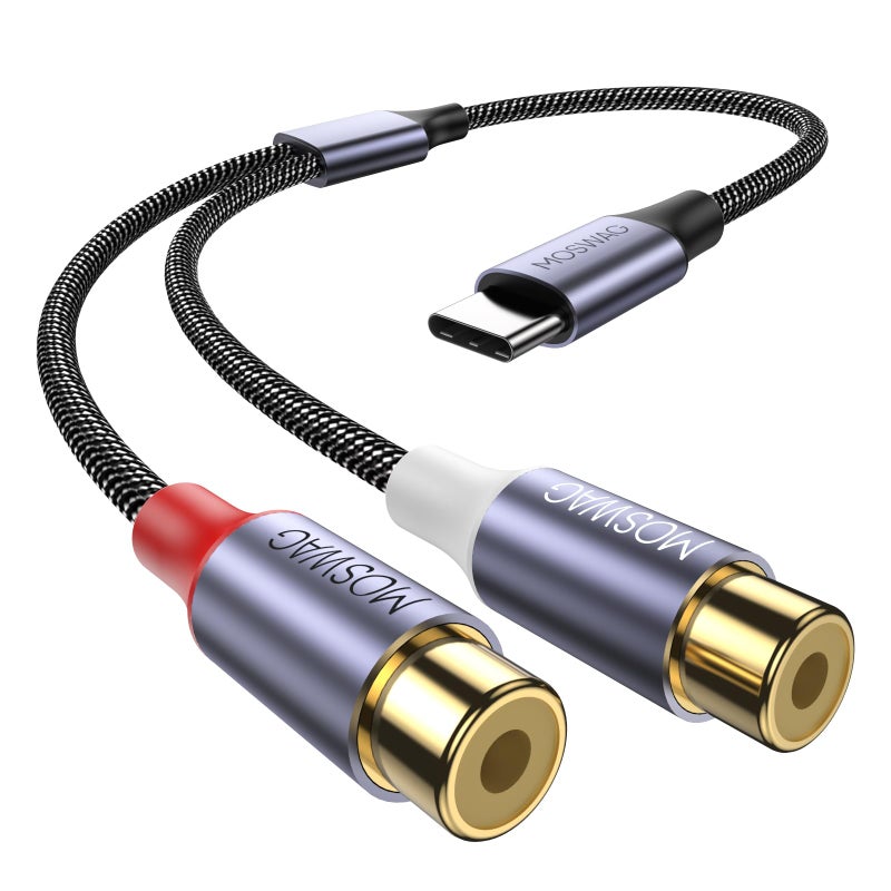 MOSWAG USB C to Dual RCA Stereo Aux Cord Cable Compatible with ComputersLaptopsPhones TabletsMP3SpeakersAmplifiersCar Audio Stereo and Other Devices - Image 2