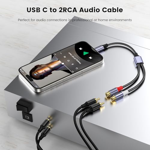 MOSWAG USB C to Dual RCA Stereo Aux Cord Cable Compatible with ComputersLaptopsPhones TabletsMP3SpeakersAmplifiersCar Audio Stereo and Other Devices - Image 3