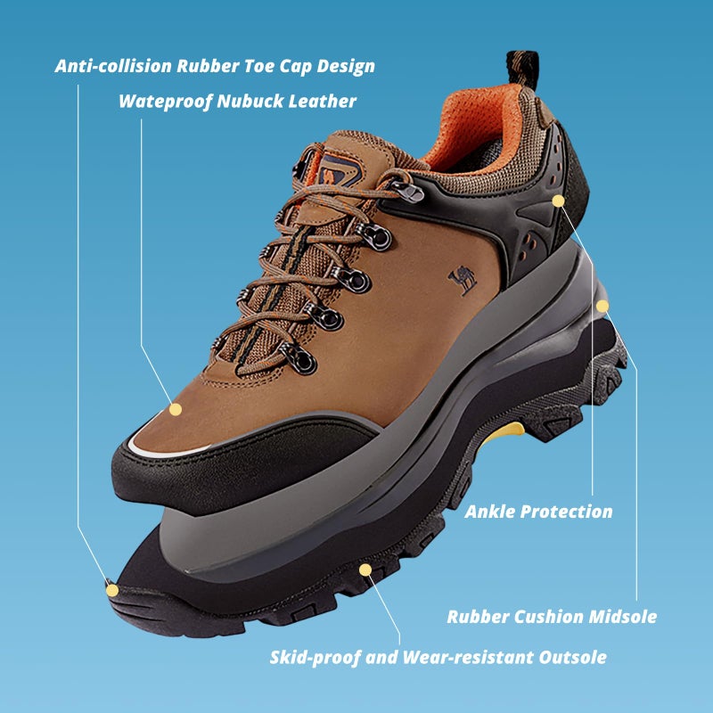 CAMEL CROWN Men's Hiking Shoes Low Top Trekking Boots Non-Slip Walking Sneakers for Outdoor Work Trail Casual (Khaki, 10) - Image 4