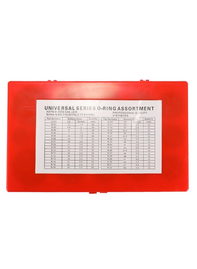 NIBEMINENT 419-Piece Universal Oil Resistance Seal Gasket O Ring Set Red/Black 20centimeter  - Image 5
