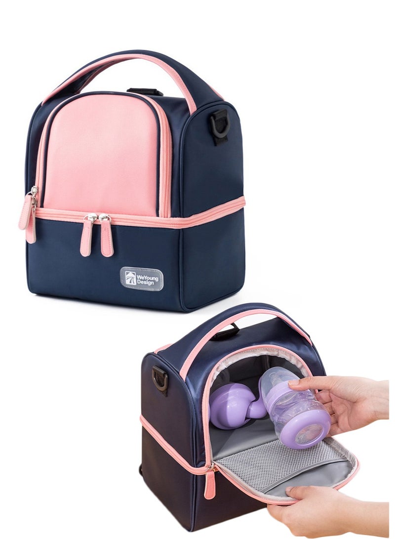Breast Pump Bag, Cooler Compartment for Breast Pump, Cooler and Moistureproof Bag Double Layer for Mother Breast Milk Pump Lunch Bag Outdoor Working - Image 1