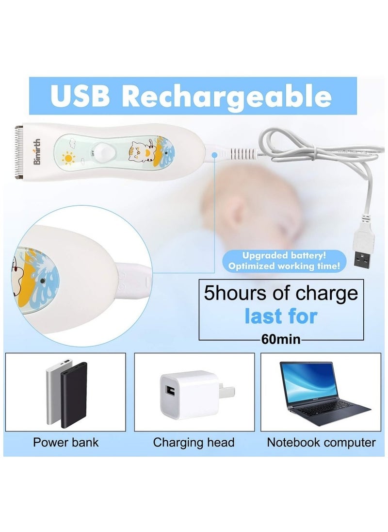 بيميرث - ماكينة حلاقة الشعر اللاسلكية الصامتة للأطفال مع حقيبة لسهولة التخزين، شحن USB، مقاومة للماء، تقطيع الشعر للأطفال مع 3 مشطات توجيه (مع حقيبة) - Image 1
