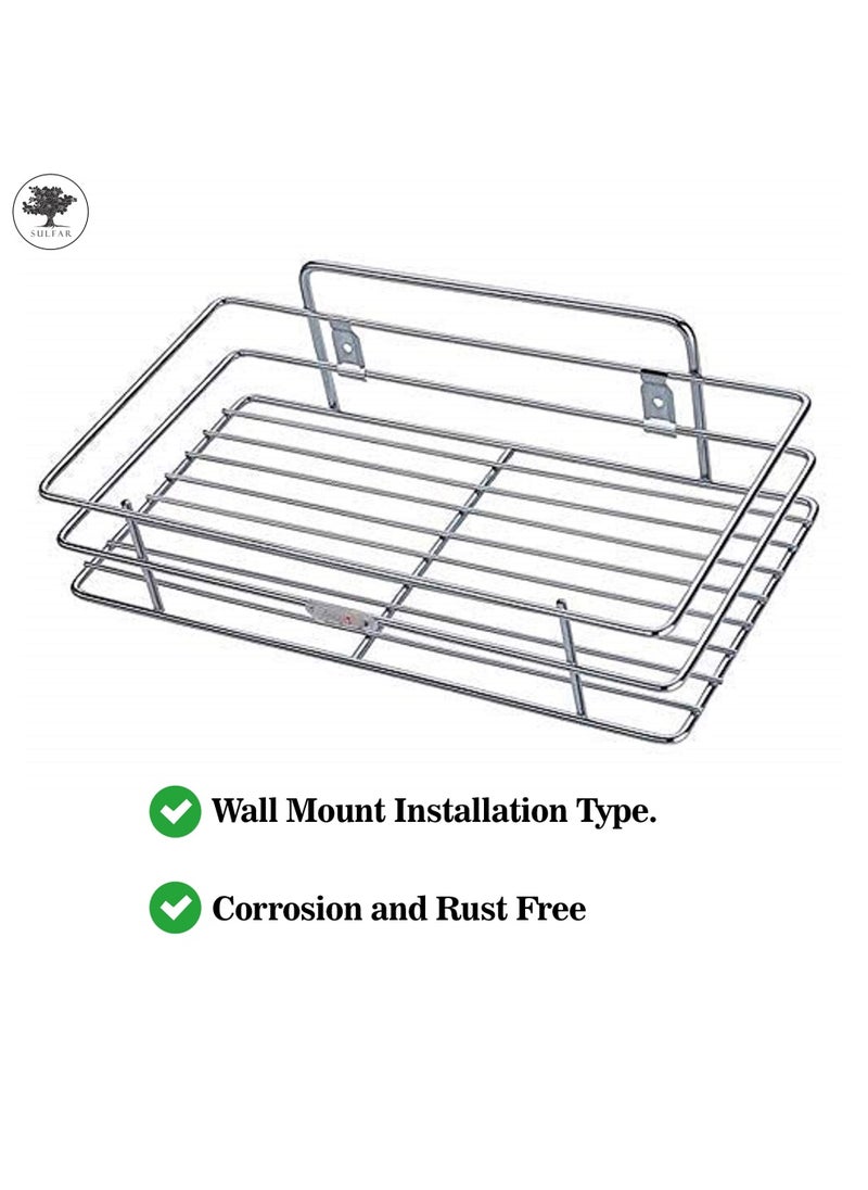 sulfar Single Layer Stainless Steel Multipurpose Kitchen Storage Rack/Wall Mount Hanging Stand Bedroom/Bathroom Shelf (Silver) Pack of 1  - Image 3