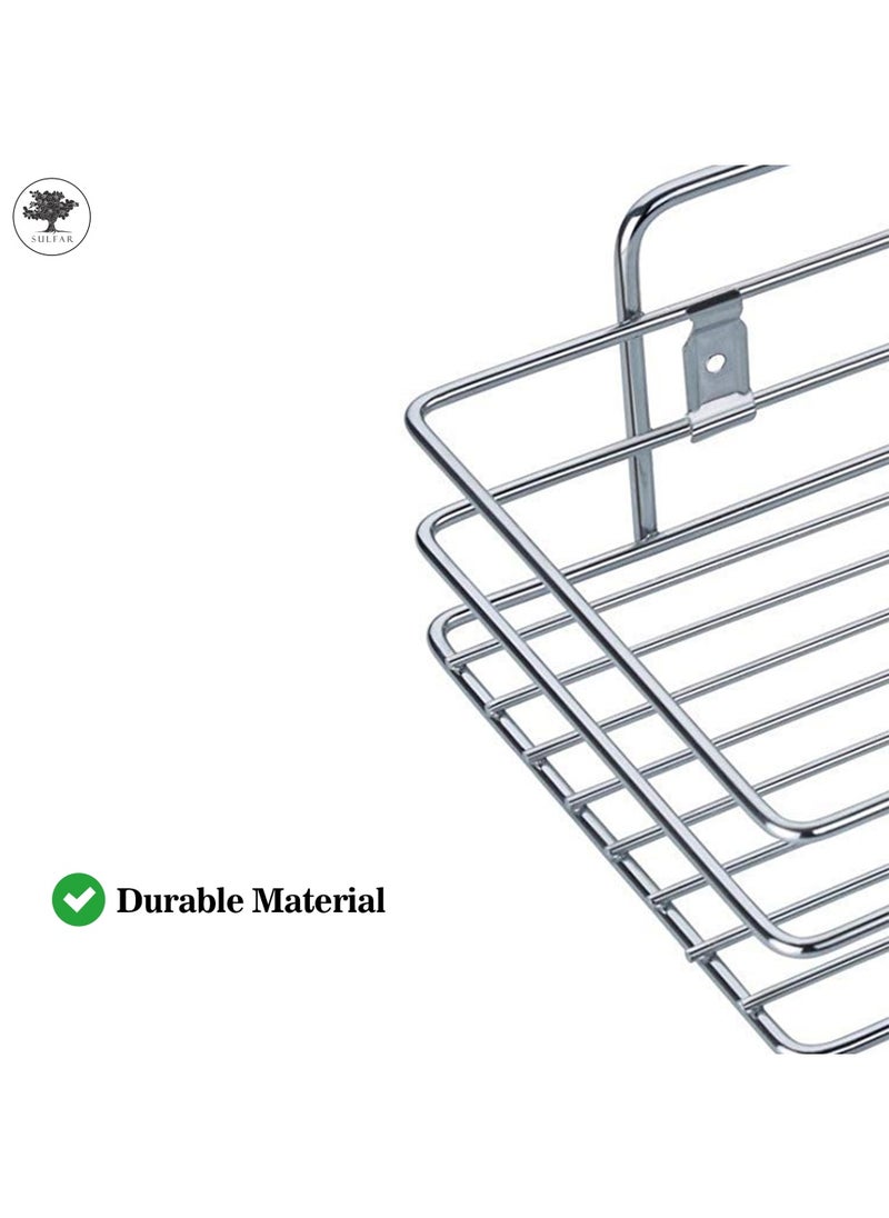 sulfar Single Layer Stainless Steel Multipurpose Kitchen Storage Rack/Wall Mount Hanging Stand Bedroom/Bathroom Shelf (Silver) Pack of 1  - Image 4