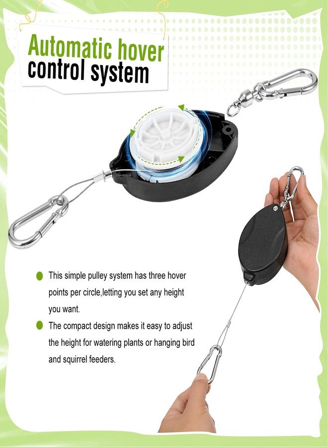 Black Elk Peak Plant Pulleys for Hanging Plants, Heavy Duty Retractable Hangers with 304 Stainless steel rope, Auto up and down, Adjustable Climbing Hook for Garden Baskets Watering, or Bird Feeders (Black, 2 Pack) - Image 5