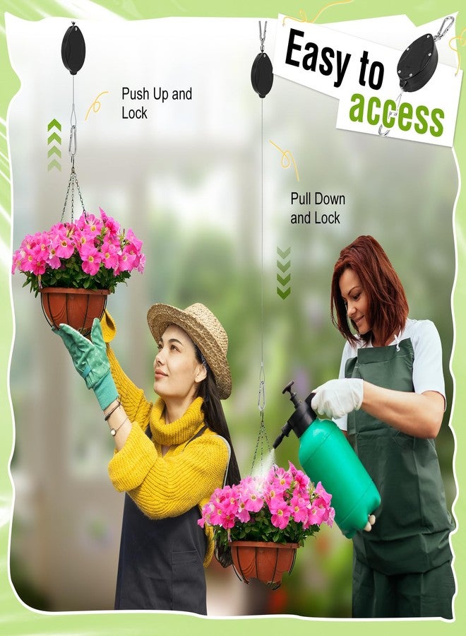 Black Elk Peak Plant Pulleys for Hanging Plants, Heavy Duty Retractable Hangers with 304 Stainless steel rope, Auto up and down, Adjustable Climbing Hook for Garden Baskets Watering, or Bird Feeders (Black, 2 Pack) - Image 2