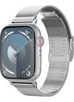 Spigen Sleek Link Apple Watch Band for Apple Watch Series 10 42mm, 9/8/7 41mm, SE2/SE/6/5/4 40mm, 3/2/1 38mm Stainless Steel Band Strap Adjustable Stainless Steel Band Strap - Silver  - Image 1
