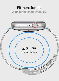 Spigen Sleek Link Apple Watch Band for Apple Watch Series 10 42mm, 9/8/7 41mm, SE2/SE/6/5/4 40mm, 3/2/1 38mm Stainless Steel Band Strap Adjustable Stainless Steel Band Strap - Silver  - Image 3