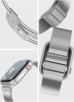 Spigen Sleek Link Apple Watch Band for Apple Watch Series 10 42mm, 9/8/7 41mm, SE2/SE/6/5/4 40mm, 3/2/1 38mm Stainless Steel Band Strap Adjustable Stainless Steel Band Strap - Silver  - Image 5