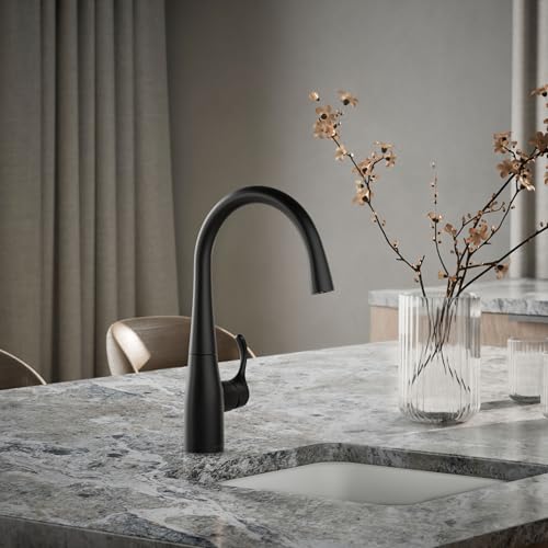 KOHLER K22034BL Simplice Single Handle Kitchen Bar Faucet for Prep Sink Wet Bar Matte Black - Image 3