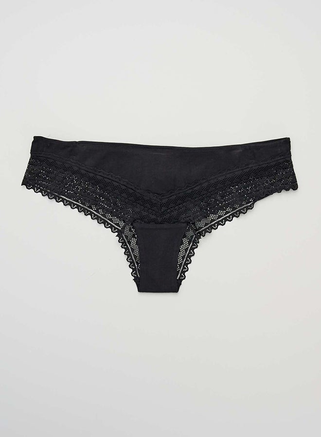 Kiabi Pack of 3 pairs of plain  cotton and lace brazillian briefs - Image 5