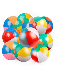 Coogam Inflatable Beach Ball Classic Rainbow Color Birthday Pool Party Favors Summer Water Toy Fun Play Beachball Game For Kid Boys Girls 8 To 12 Inches From Inflated To Deflated (10 Pcs)  - Image 2