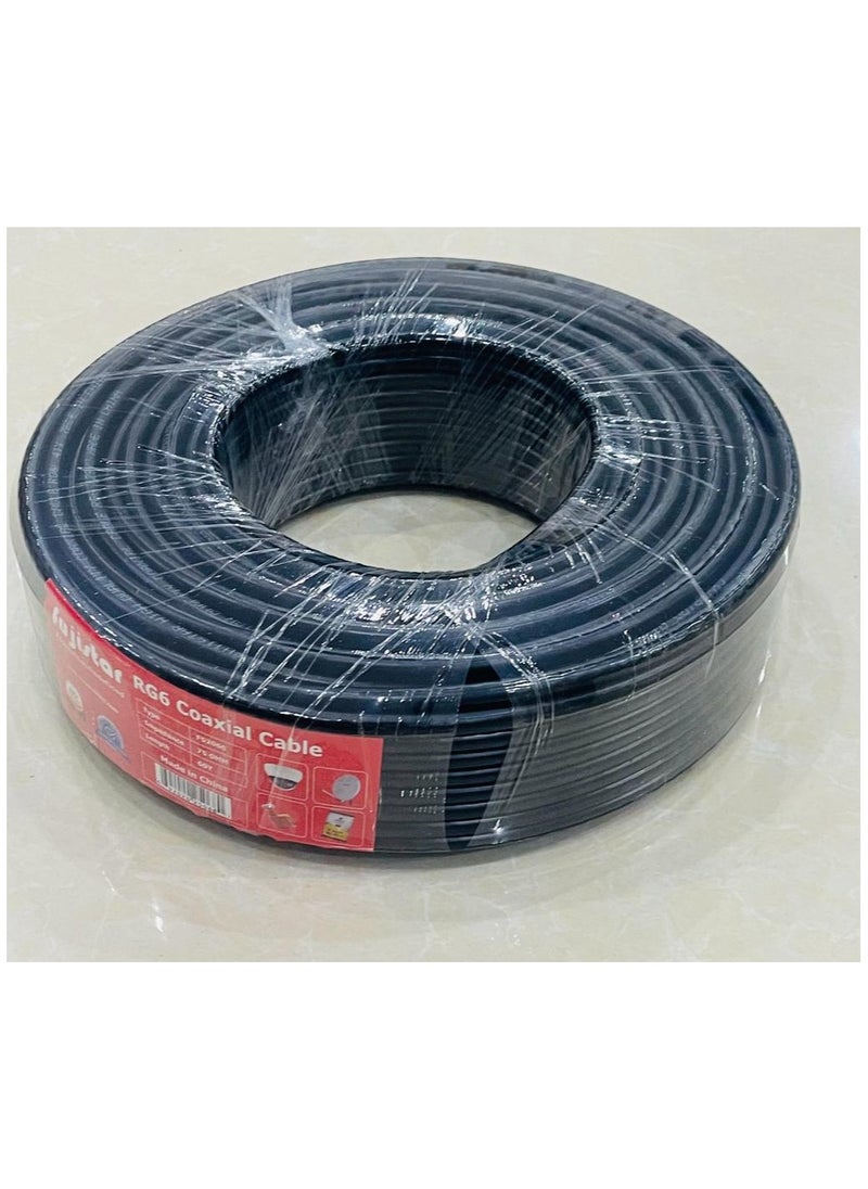 fujistar - Fujistar Dish Roll Coaxial Cable for Satellite and Receivers Connection Black (60Yd/54.5Meter-Cable) - Image 1