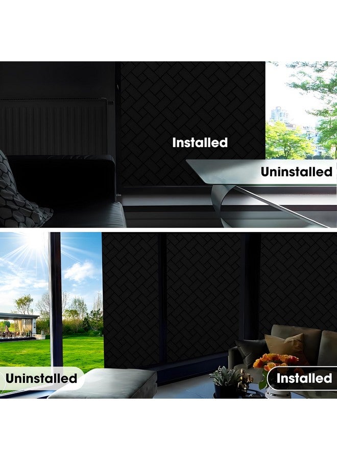 Coavas Coavas Blackout Window Film, 100% Sun Blocking & Darkening Privacy Static Cling Film, No Glue Anti-Glare Removable Cover for Bedroom, Living Room, Heat & UV Rejection, 17.7 x 78.7 inches  - Image 4