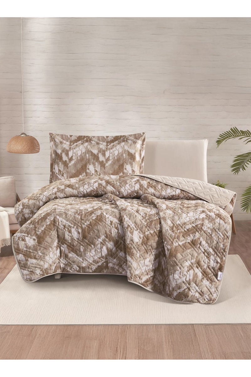 Melen Single  summer bedspread set - 4 pieces - Fits a 200x120 bed - Compressed filling - Aphrodite - Dark Beige - Image 1