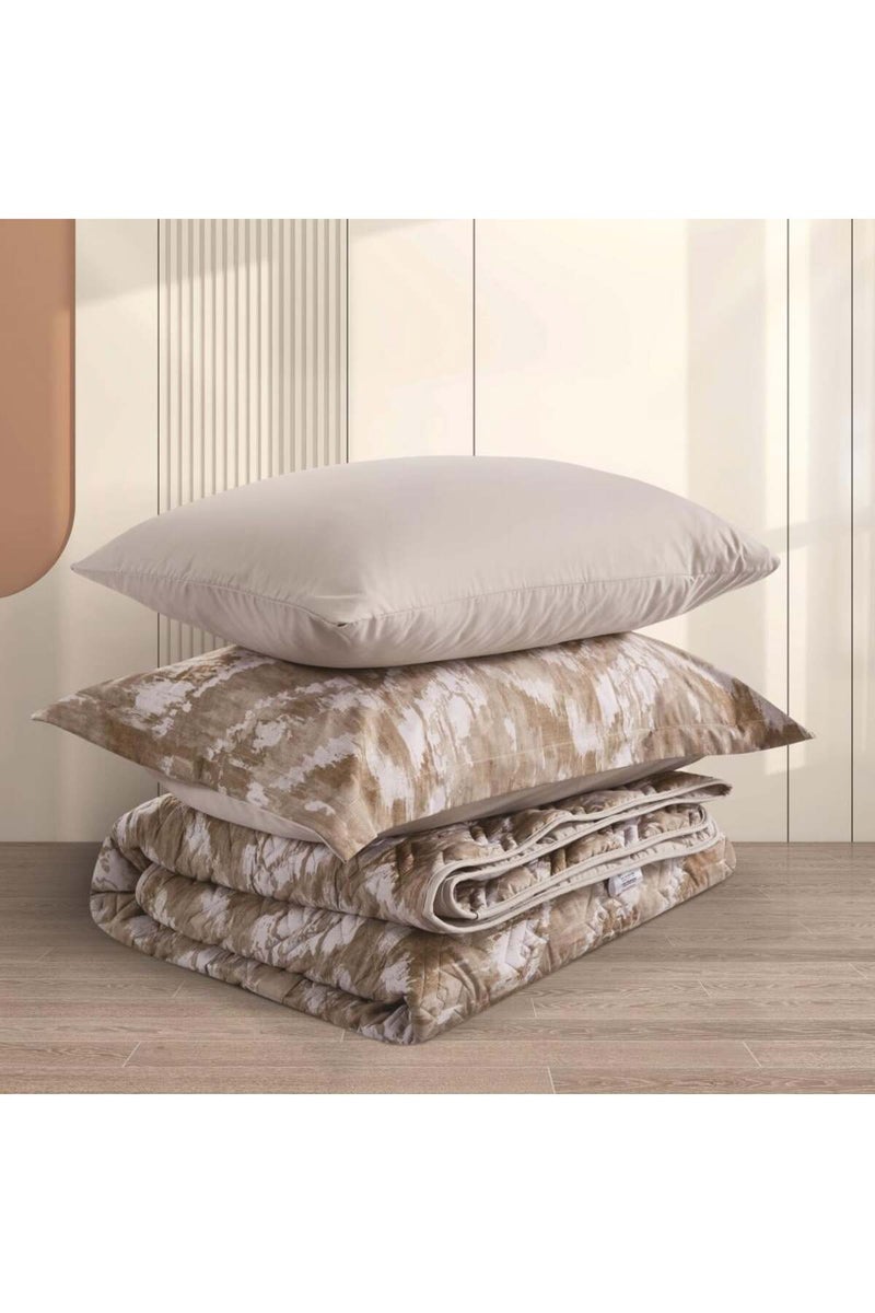 Melen Single  summer bedspread set - 4 pieces - Fits a 200x120 bed - Compressed filling - Aphrodite - Dark Beige - Image 5