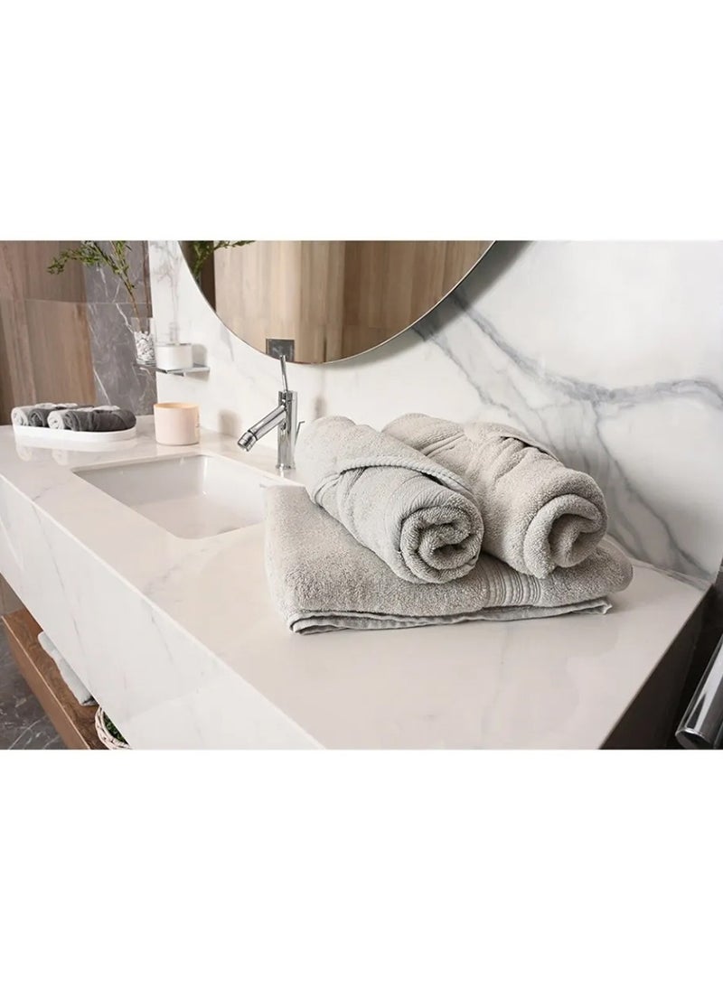 ALKARAM - Al Karam Solid Zero Twist Dobby Terry Bath Towel (Beige) - Image 1