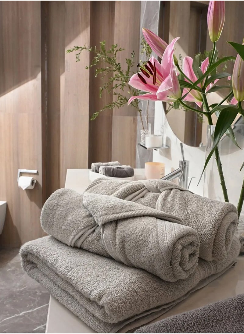 ALKARAM - Al Karam Solid Zero Twist Dobby Terry Bath Towel (Beige) - Image 1