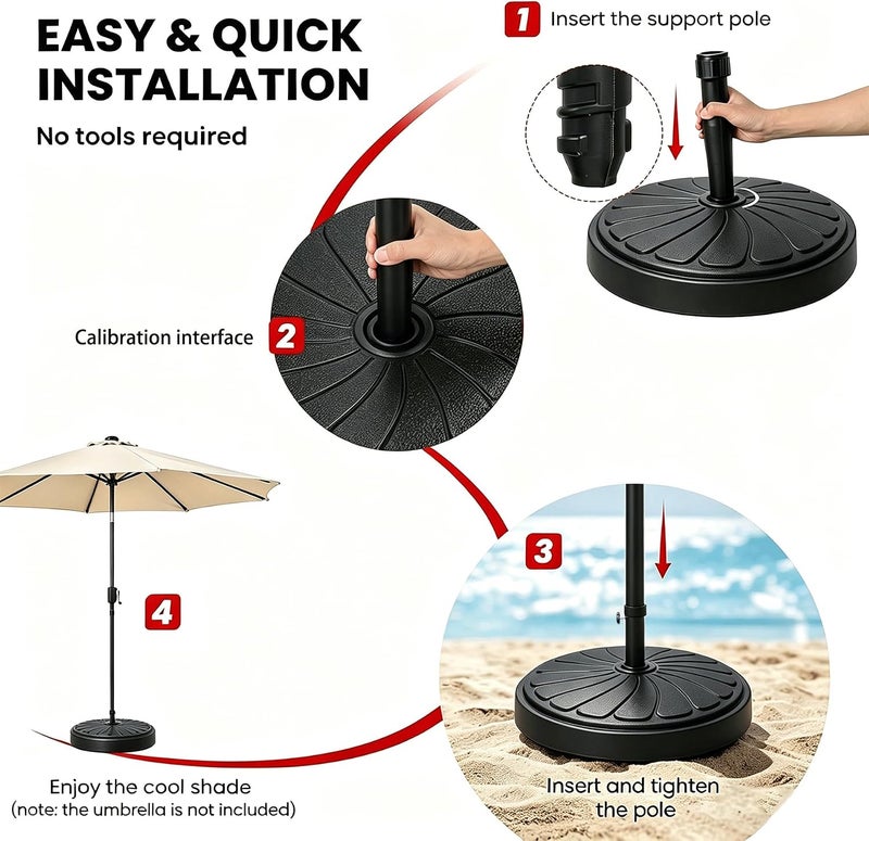 Orgrimmar 22lbs Umbrella Base Heavy Duty Outdoor Living Round Antiqued Patio Market Umbrella Base - Image 3