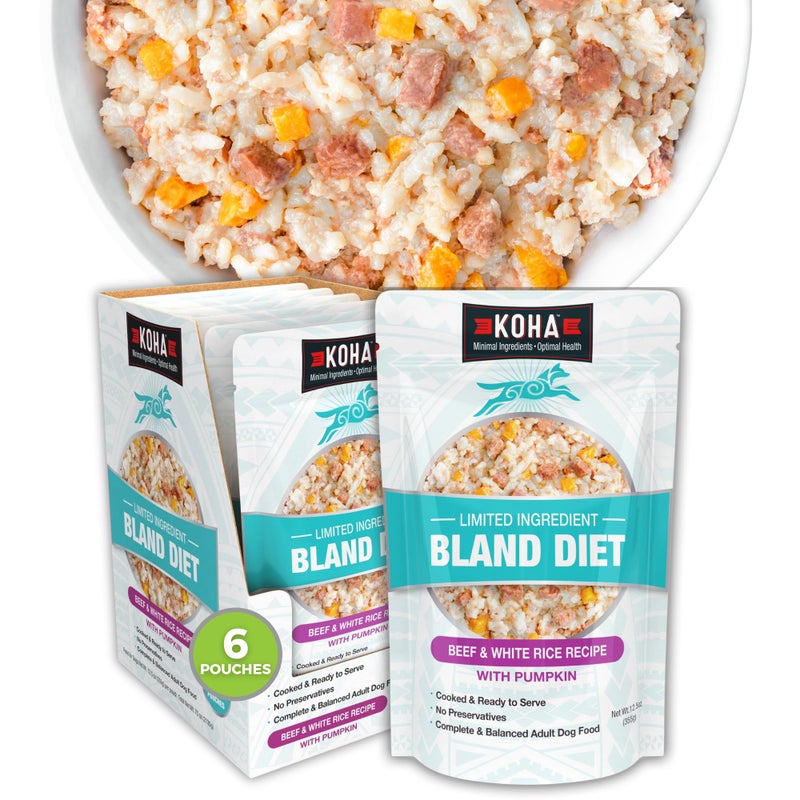 KOHA Limited Ingredient Bland Diet for Dogs, Beef and White Rice Sensitive Stomach Wet Dog Food, Sold in Over 5,000 Vet Clinics & Pet Stores, Gentle Easy to Digest Bland Diet Dog Food, Pack of 6 - Image 1