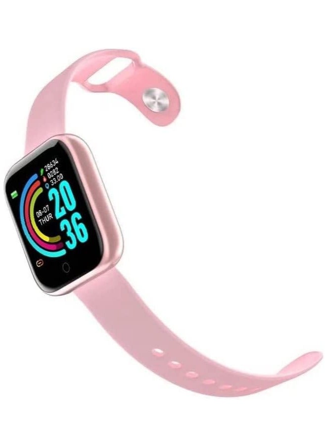 GUDOO ساعة ذكية للبنات والأولاد والأطفال والمراهقين والرجال والنساء مع جهاز مراقبة ضغط الدم وتتبع اللياقة البدنية وإشعارات المكالمات والرسائل - قرص مستطيل وردي - Image 2