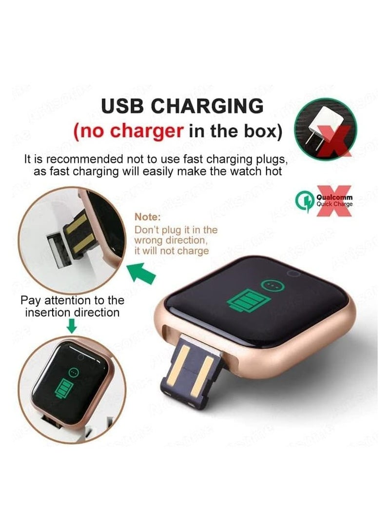 GUDOO ساعة ذكية للبنات والأولاد والأطفال والمراهقين والرجال والنساء مع جهاز مراقبة ضغط الدم وتتبع اللياقة البدنية وإشعارات المكالمات والرسائل - قرص مستطيل وردي - Image 4