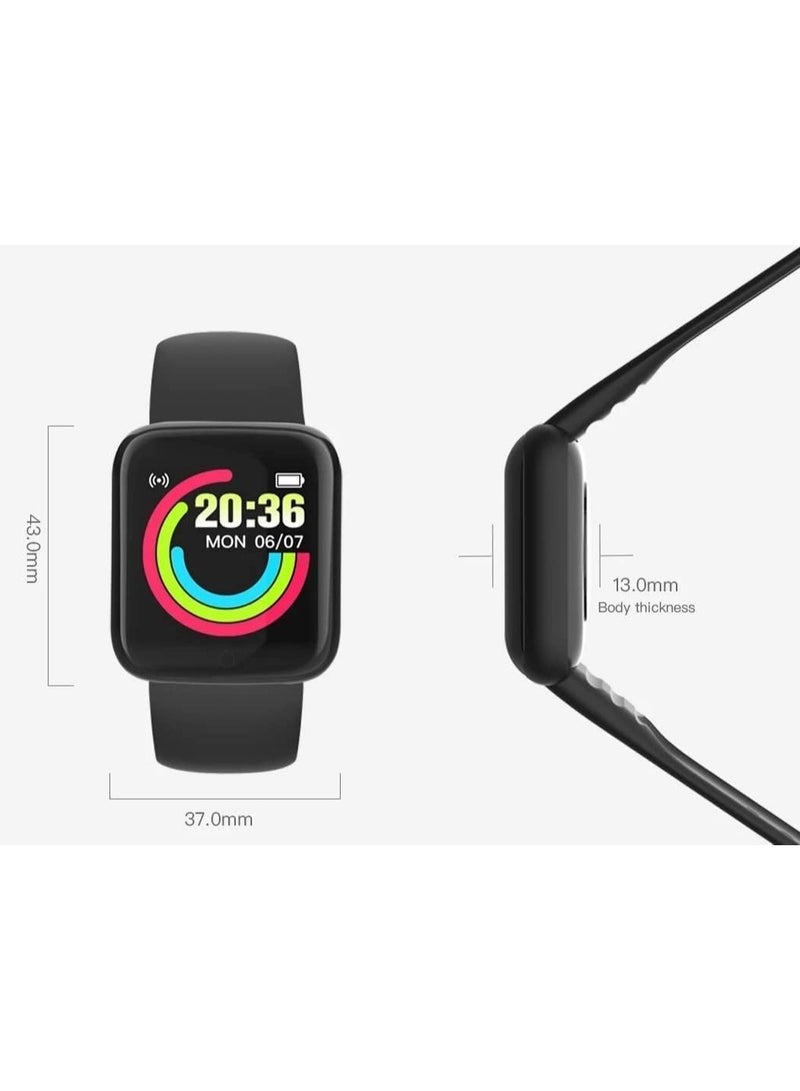 GUDOO ساعة ذكية للبنات والأولاد والأطفال والمراهقين والرجال والنساء مع جهاز مراقبة ضغط الدم وتتبع اللياقة البدنية وإشعارات المكالمات والرسائل - قرص مستطيل وردي - Image 3