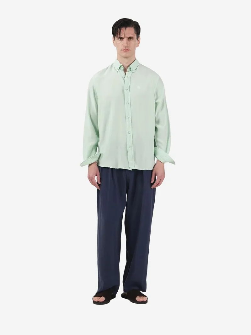 جيستو GIESTO Men's Regular Fit Button Collar Solid Tencel Shirt