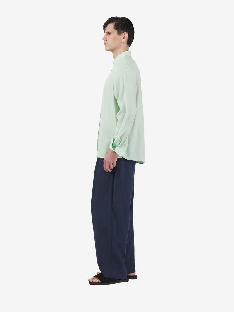 جيستو GIESTO Men's Regular Fit Button Collar Solid Tencel Shirt