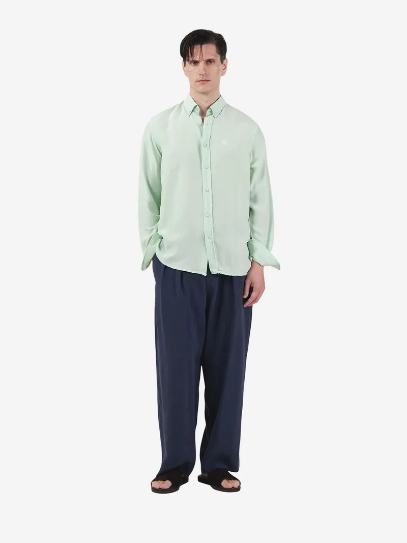 جيستو GIESTO Men's Regular Fit Button Collar Solid Tencel Shirt