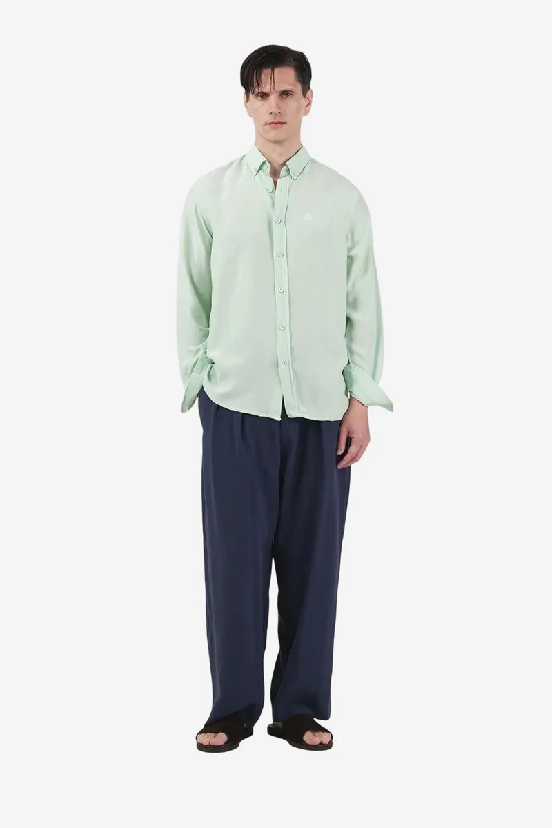 GIESTO Men's Regular Fit Button Collar Solid Tencel Shirt