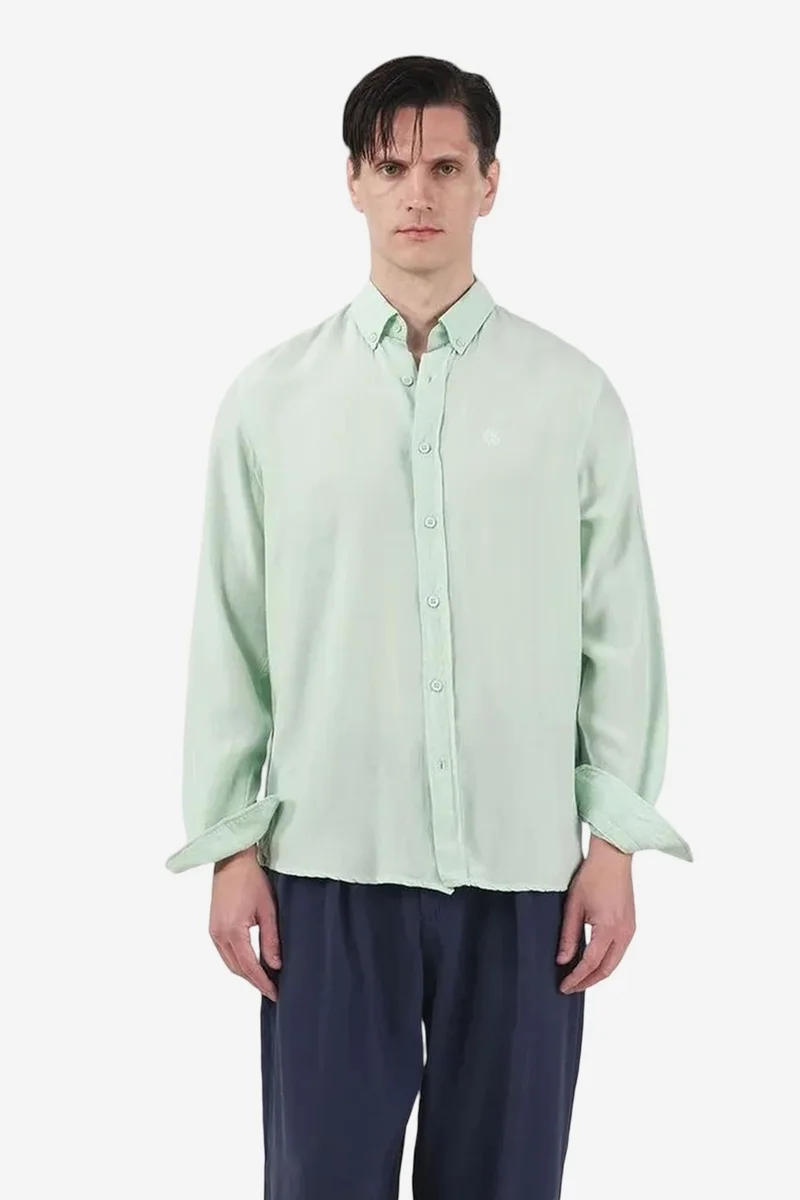Giesto Mint Green GIESTO Men's Regular Fit Button Collar Solid Tencel Shirt for Men | Best Price UAE