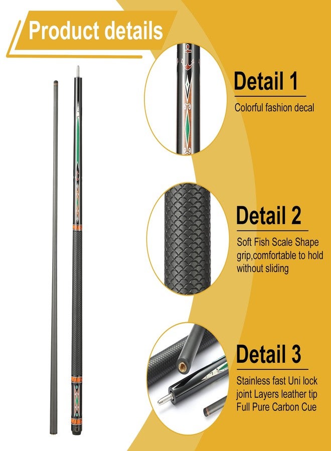 GAMESUN Carbon Fiber Pool Cue Stick,58" Pool Table Sticks, 12.5mm Tip Soft Grip Billiard Carbon Fiber cue, Weight 20OZ Cue Stick - Image 3