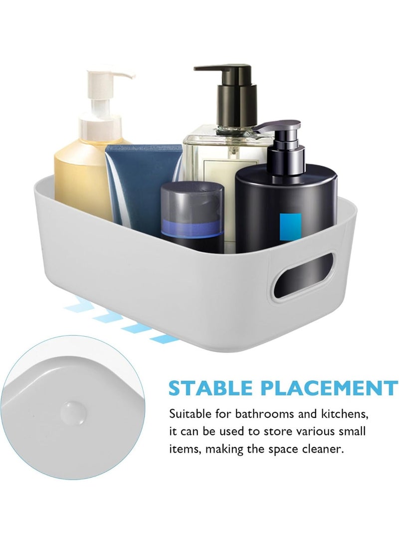 ديوتي مجموعة من 8 سلال تخزين بلاستيكية بمقابض، منظمات متعددة الأغراض للمطبخ والحمام والمكتب والمخزن، وصناديق تنظيم الخزانة (4 بيضاء و4 رمادية) - Image 3