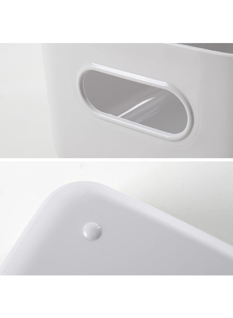 ديوتي مجموعة من 8 سلال تخزين بلاستيكية بمقابض، منظمات متعددة الأغراض للمطبخ والحمام والمكتب والمخزن، وصناديق تنظيم الخزانة (4 بيضاء و4 رمادية) - Image 4