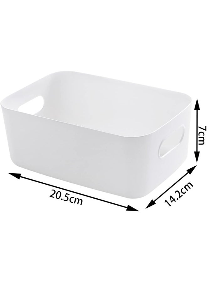 ديوتي مجموعة من 8 سلال تخزين بلاستيكية بمقابض، منظمات متعددة الأغراض للمطبخ والحمام والمكتب والمخزن، وصناديق تنظيم الخزانة (4 بيضاء و4 رمادية) - Image 5