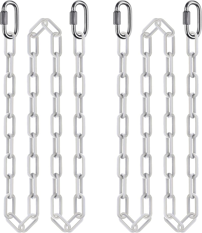 BeneLabel 2Pcs 100" Swing Chain with Hooks 1000 LBs Capacity Porch Swing Chain Coated Hanging Chains with Carabiners White Chains for Hammock, Hanging Chair, Swingset, Heavy Bags - Image 1