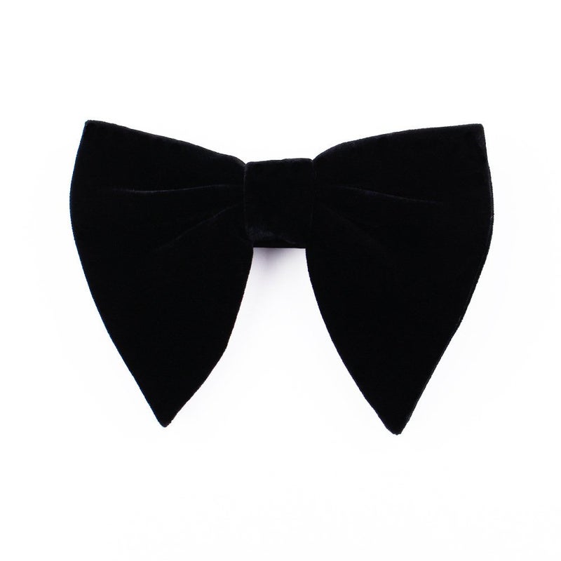 BOGZON Black Velvet Bow Ties Mens Pre-Tied Satin Formal Tuxedo Big Bowtie Oversized Bow Knot, 1, Medium - Image 1
