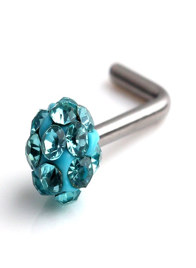 Ruifan 3PCS 20G Surgical Steel Clear & Colorful & Acid Gem Crystal L-Shaped Nose Studs Ring Piercing Jewelry - Image 3