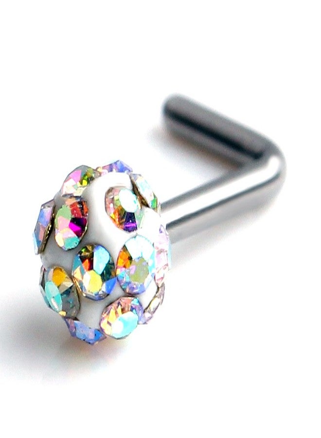 Ruifan 3PCS 20G Surgical Steel Clear & Colorful & Acid Gem Crystal L-Shaped Nose Studs Ring Piercing Jewelry - Image 4