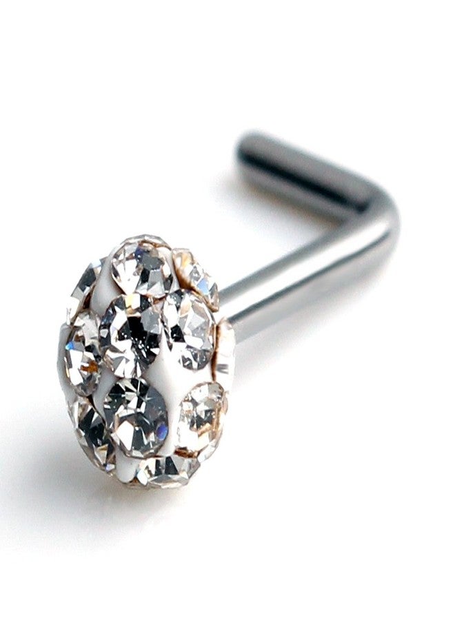 Ruifan 3PCS 20G Surgical Steel Clear & Colorful & Acid Gem Crystal L-Shaped Nose Studs Ring Piercing Jewelry - Image 2