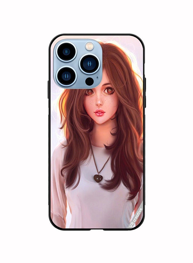 VR CREATIVE Protective Case Cover For Apple iPhone 14 Pro Girl With Curly Hair Design Multicolour - Image 1